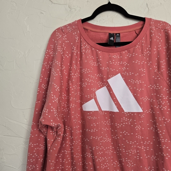 Adidas Pink White Loose Pullover Sweatshirt, L - Picture 3 of 10